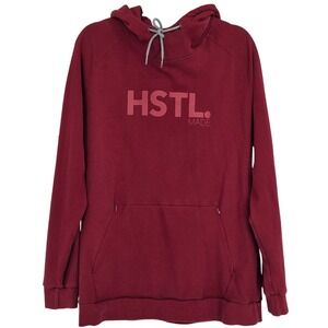 HSTL Made Men's XL Performance Hoodie Sweatshirt Burgundy Red Logo Gym